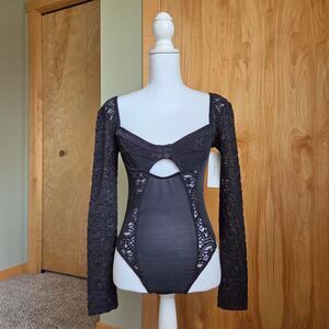 Out from under Black whimsygoth romantic Bodysuit NWT